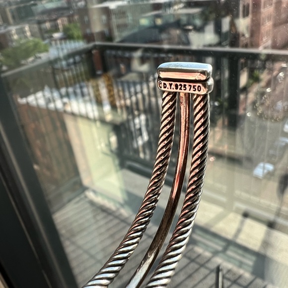 David Yurman 18K Gold and Sterling Silver X Crossover Cuff Bracelet - Picture 6 of 8